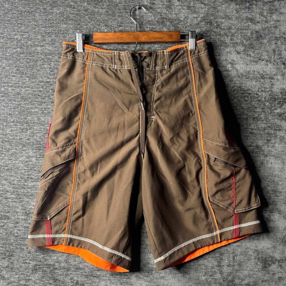 Vintage Speedo Mens Board Shorts Cargo Pockets Swim Trunks Size M Surf Beach Y2K